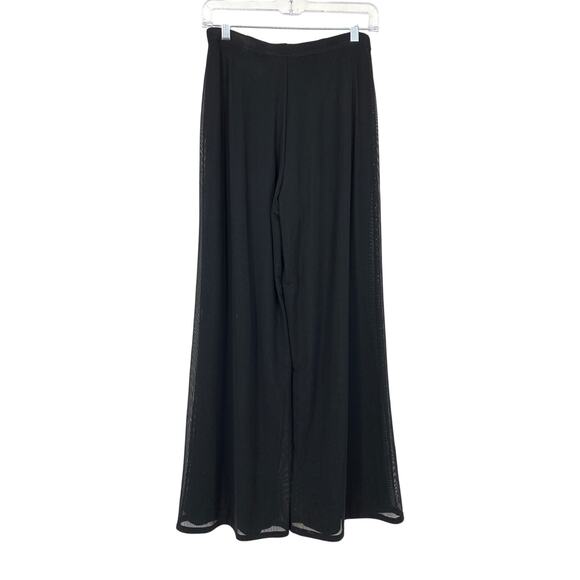 Tadashi Collection Wide Leg Pants Womens Size Small Black Flowy Overlay - Picture 2 of 5